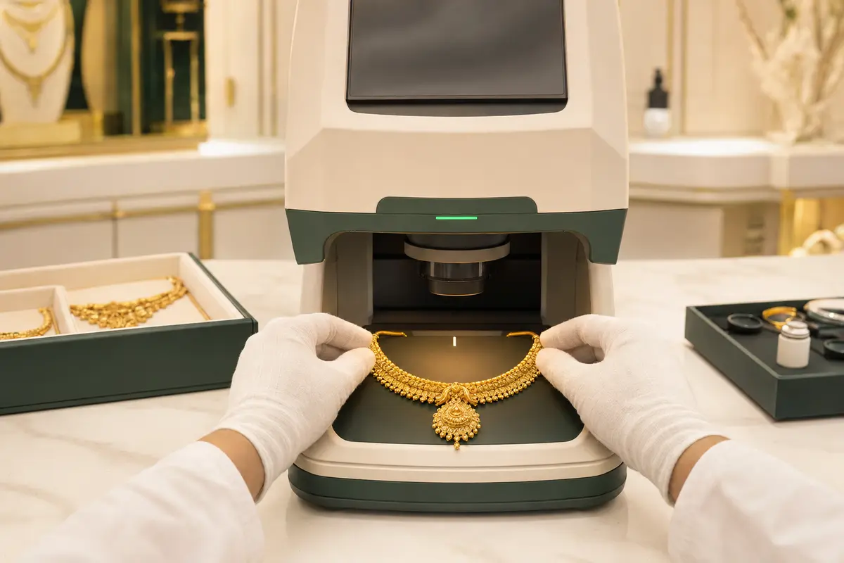 Professional gold purity testing with a non-destructive analyzer